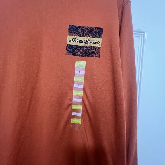 Eddie Bauer Men’s Long Sleeve T-Shirt Logo Coral Burnt Orange Size Large New - Picture 3 of 12